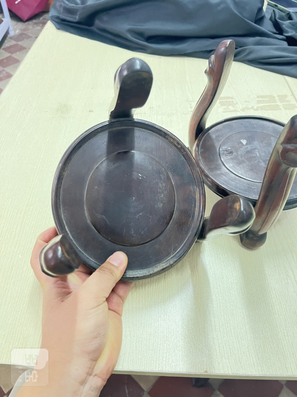 木制三足圆形器座一对 - 图3